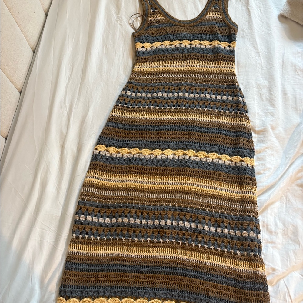 Zara Multicolor Crochet Maxi Dress